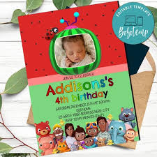 Track rsvps, private event feed, party planning tools & more. African Cocomelon Birthday Invitation With Photo Template Diy Bobotemp