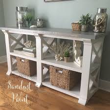 5 Coastal X Console Table Finished In Our Driftwood Gray And Classic White Sawdustandpaint Consoleta Barn Door Console Console Table Home Decor Inspiration