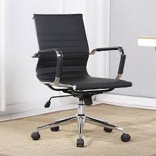 belleze mid back faux leather adjustable swivel office chair soft ribbed armrest black adjustable office chair swivel office chair office chair