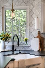 Modern Farmhouse Inspired Kitchen Suburban Bees Farmhouse Kitchen Backsplash Kitchen Backsplash Designs Arabesque Tile