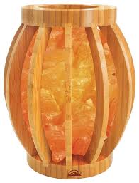 Natural Bamboo Salt Lamp Night Light With Salt Rock Chunks Contemporary Novelty Lighting By Wbm Llc