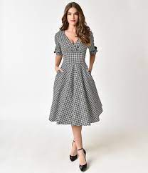 Unique Vintage 1950s Black White Houndstooth Delores Swing Dress Wit Vintage 1950s Dresses Vintage Outfits Classy Swing Dress