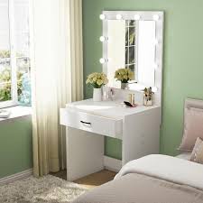 Get it now on amazon.com. Tribesigns Vanity Set With Lighted Mirror Makeup Vanity Dressing Table Dresser Desk With Large Drawer For Bedroom