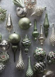 60 Pc Silver And Sage Ornament Collection Frontgate Green Christmas Decorations Silver Christmas Decorations Silver Christmas Tree