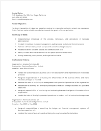 business operations analyst resume