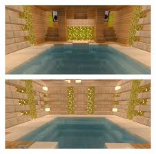 Indoor Pool With Double Stairway Minecraft Minecraft Minecraft Construction Minecraft Crafts