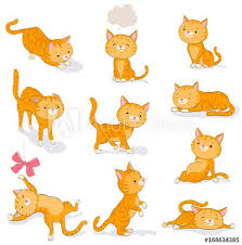 Cute Cat In Various Poses Cartoon Kitten Dreaming Begging Standing Sitting Walking Catching Resting Scared Playing In 2021 Kitten Cartoon Cat Clipart Cat Pose