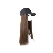 Baseball Cap Wig With Hair Extensions Synthetic Wave Wig Hat For Women Adjustable Black Baseball Hat Straight Hair Brown Black Walmart Com Walmart Com