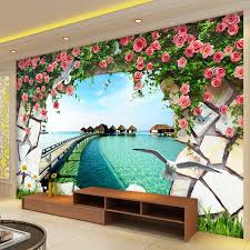 Large 3d Mural Wallpaper Living Room Tv Background Wallpaper Bedroom Sofa Wall Paper Rose Brick Dan Haiji Living Room Tv Cheap Wallpaper Wallpaper Bedroom
