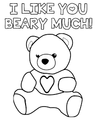 Young children love to color simple coloring pages. I Like You Beary Much Teddy Bear Valentine S Day Coloring Page Printable Thrifty Mommas Tips