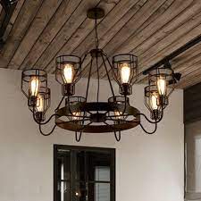 These types of chandeliers are elegant and make unparalleled additions to any room. 6 Lights 8 Lights Caged Ceiling Pendant Rustic Metal Chandelier Lighting With Hanging Chain In Black Takeluckhome Com