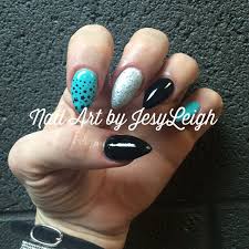 Black And Teal Stiletto Nails Silver Black And Teal Stiletto Nails Nails Stiletto Nails Nail Art