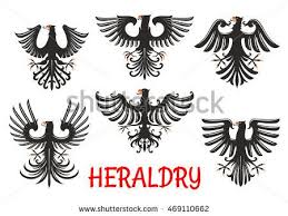Birds Of Prey Logo Vector Black Eagles Heraldic Birds Of Prey With Raised And Outstretched Wings With Pointed Upward Feathers Coat Of Arms And Heraldic Emblem Design Plumas Alas