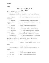 The Miracle Worker Act I Quiz By Jennifer Moore Tpt
