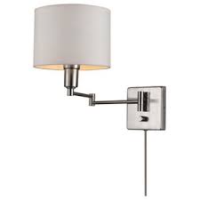 Maybe you would like to learn more about one of these? Bernard 1 Light Brushed Steel Plug In Or Hardwire Wall Sconce With Fabric Shade Transitional Wall Sconces By Buildcom Houzz