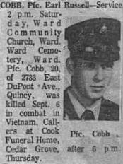 PFC Earl Russell Cobb, Quincy, WV