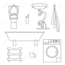 As you can see, there is a lot going on in this 10 x 6 bathroom. Set Drawn Sketches Of Bathroom Items Objects For Painting Isolated On White Background Sink Toilet Towel Washing Machine Shelf Royalty Free Cliparts Vectors And Stock Illustration Image 43562975