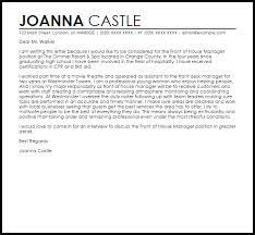 Front Of House Manager Cover Letter Sample Cover Letter Templates Examples