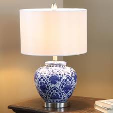 Decor Therapy 20 In Blue And White Table Lamp With Cotton Shade Tl7912 The Home Depot Ceramic Table Lamps White Table Lamp Blue Table Lamp