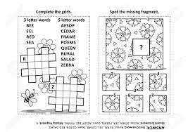 Use the crossword solver from dictionary.com to help fill in all the clues. Activity Page With Two Puzzles Fill In Crossword Puzzle Or Word Game Spot The Missing Fragment Of The Floral Pattern Black And White Answers Included Royalty Free Cliparts Vectors And Stock Illustration Image