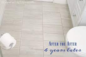 This sounds crazy, but my mom & dad's house had sheet vinyl as a shower surround, for 20+ years, never had any problems with it. Peel And Stick Groutable Vinyl Tile Do They Last 4 Years Later Frugal Family Times