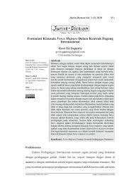 Dalam ilmu bahasa indonesia, negosiasi ini menjadi suatu topik bahan ajar untuk dapat dipelajari oleh para siswanya. Pdf Formulasi Klausula Force Majeure Dalam Kontrak Dagang Internasional