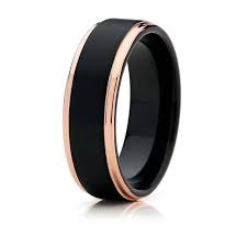 Black And Rose Gold Male Wedding Band Mens Ring Tungsten Carbide Brushed Rose Gold Etsy In 2020 Mens Wedding Bands Tungsten Engagement Rings For Men Black Wedding Band