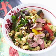 Mediterraner Pastasalat Mit Lammfilets Rezept Rezept Pasta Salat Pastasalat Rezepte