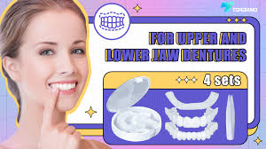 2 件組假牙假牙牙齒單板卡入式牙齒自信微笑假牙單面假白牙附2 件迷你鑷子適用於萬聖節男女不良牙齒美白替代品: 健康與家庭