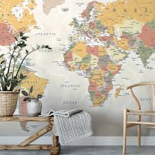 Peel and stick wallpaper or traditional temporary wallpaper, for residential or commercial. Peel Stick Wallpaper Vintage Map Atlas Mural Muse Wall Studio