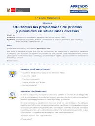 Nombre completo, grado y grupo a más tardar el viernes 30 de octubre a las 8:10 pm. Matematica4 Semana 8 Dia 1 Prisma Y Piramide Ccesa007 Geometria Agua