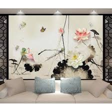 Tapisserie Chinoise Trompe L œil 3d Lotus Papillon En Relief Atelier Wybo Peindre Mur Peinture Murale Papier Peint Floral