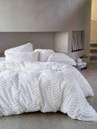Drift White Quilt Cover Set Modern Chenille Contemporary Bedding Textured Bedding Boho Bedding Vintage Bedd White Quilt Cover Textured Bedding Vintage Bed