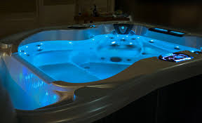 This Coast Spa Cascade Ii Niagara Looks So Cool With The Blue Lights Hot Tub Hot Tub Outdoor Coast Spas