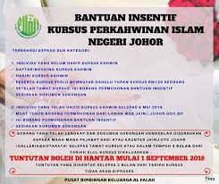 Kursus kahwin ini tidak terhad untuk warga johor sahaja, terbuka kepada semua warganegara malaysia / bukan warganegara (memiliki pasport) yang bakal melangsungkan pernikahan. Bantuan Insentif Kursus Persatuan Bangsa Johor Facebook