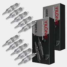 Tattoo Needles, YILONG 20pcs Upgrad Disposable Tattoo Cartridges，Standard  0.35mm#1205RS Tatttoo Needle with Assorted Size Round Shader for Tattoo Pen  ...