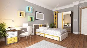 Pour de nouveaux ensembles de meubles pour la chambre à coucher à bon prix, c'est par ici que ça vaut le coup! Idee De Design Interieur D Une Jeune Chambre A Coucher Banque D Images Et Photos Libres De Droits Image 84202066