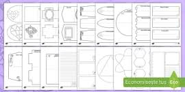 This pentagon shaped triple fold lapbook template is fun to open up. Lapbook Vorlagen Bundel