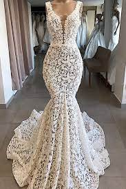 Vintage V Neck Mermaid Lace Wedding Dresses Lace Mermaid Wedding Dress Fitted Lace Wedding Dress Cheap Wedding Dress