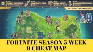 Cheat sheet map for fortnite season 9 week 8. Fortnite Season 5 Week 9 Map Cheat Sheet Youtube