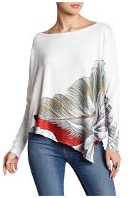 Go Couture Printed Asymmetrical Hem Dolman Sweater Nordstromrack