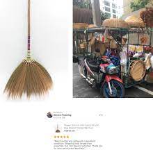 Traditional Grass Broom Handmade In Thailand Witch Broom Etsy Broom Natural Grass Bamboo