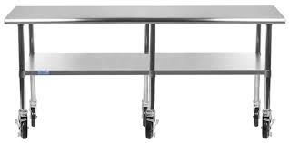 30 X 96 Stainless Steel Work Table W Casters Utility Prep Table On Wheels Stainless Steel Work Table Work Table Casters