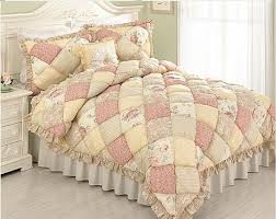 Puff Quilt Full Queen Set Cottage Pink Rose Yellow Flowers Paisley Comforter Cottage Puff Quilt Quilts Bubble Quilt