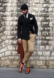 Black Blazer Khaki Pants Brown Shoes Pin On Men Styles