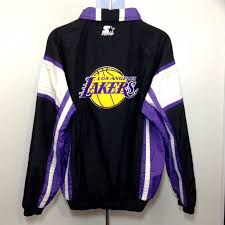 Really rare and a super nice starter jacket with pockets and a tuck in hoodie please message me before buying or with any questions Vintage Los Angeles Lakers Starter Windreaker Jacket Vintage 90s Nba Xl Warm Zip Up Mens Extra Large Grailed