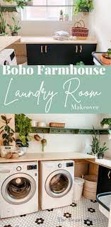 Boho Farmhouse Laundry Room Makeover The Beauty Revival Laundry Room Makeover Laundry Room Colors Room Makeover