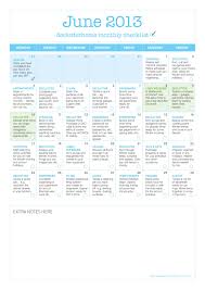 Free Monthly Organising Checklist June 2013 Charts