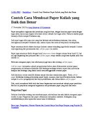 Cara membuat resume untuk administrasi pekerjaan. Contoh Cara Membuat Paper Kuliah Yang Ba