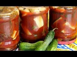салат из огурцов в томате на зиму обалденный рецепт 54 Obaldennye Ogurcy Na Zimu V Tomate Uhodyat Na Ura Youtube Salat Iz Ogurcov Zima I Konservy